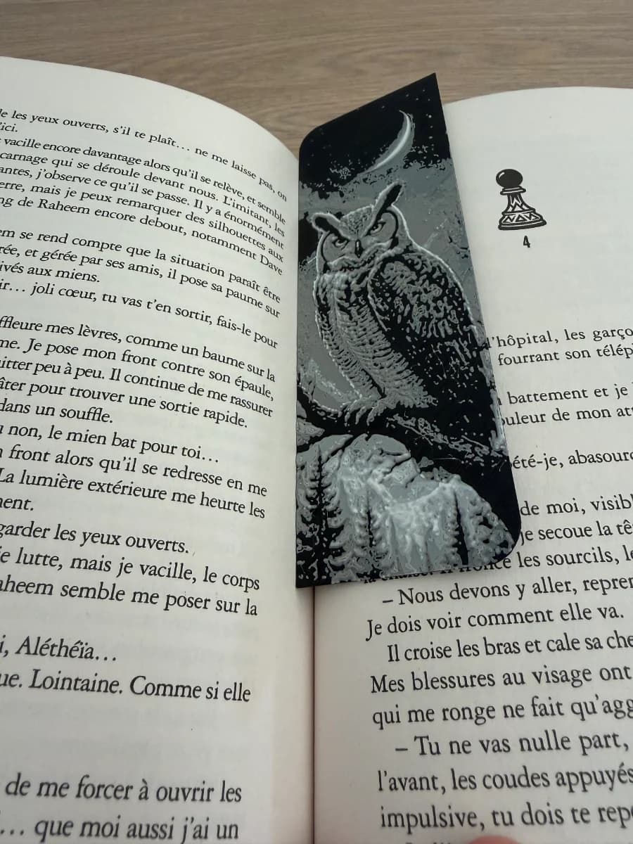 Marqué page : Hibou sous la lune